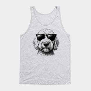 Goldendoodle Dog Wearing Sunglasses Drawing Tank Top